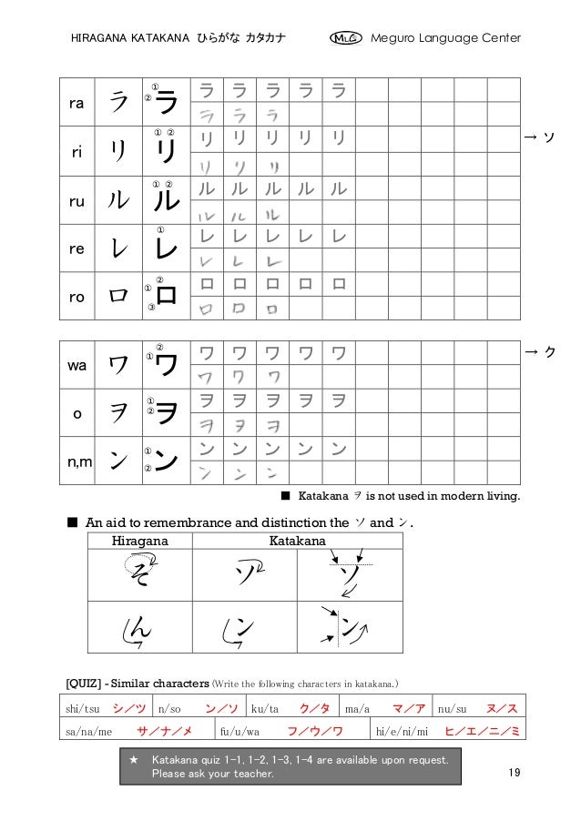 Hiragana Katakana Worksheet Answers