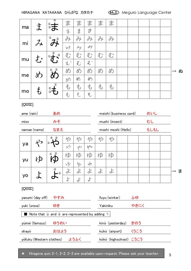 Hiragana Katakana Worksheet Answers Hiragana Katakana Worksheet Answers