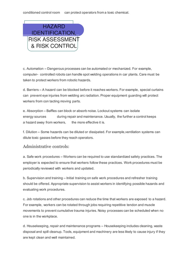 HIRA (hazard identification risk assessment)