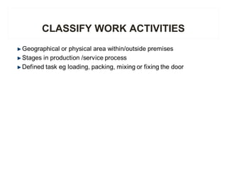 CLASSIFY WORK ACTIVITIES
 