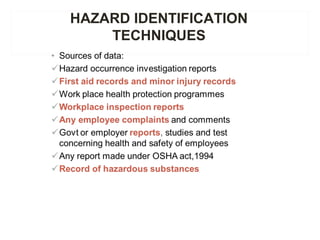 HAZARD IDENTIFICATION
TECHNIQUES
 