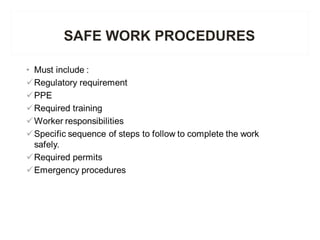 SAFE WORK PROCEDURES
 
