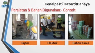 Kenalpasti Hazard/Bahaya
Tajam Elektrik Bahan Kimia
 