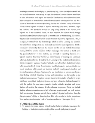 Thesis: The Influence Of Teacher Attitude On Student Achievement At ...