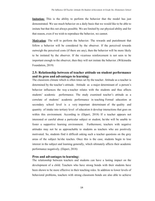 Thesis: The Influence Of Teacher Attitude On Student Achievement At ...