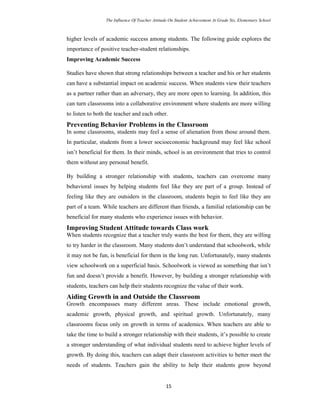 Thesis: The Influence Of Teacher Attitude On Student Achievement At ...