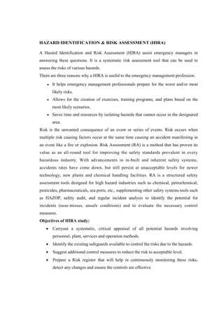 Hazard identification and risk assessment | PDF