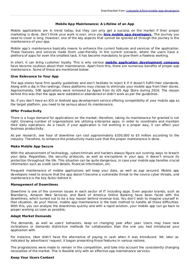 Hire Mobile App Developers Mobile App Maintenance A Lifeline Of An