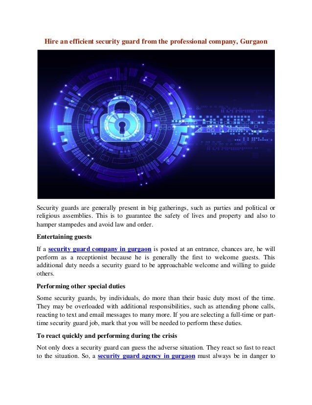 Hire an efficient security guard from the professional company, gurgaon