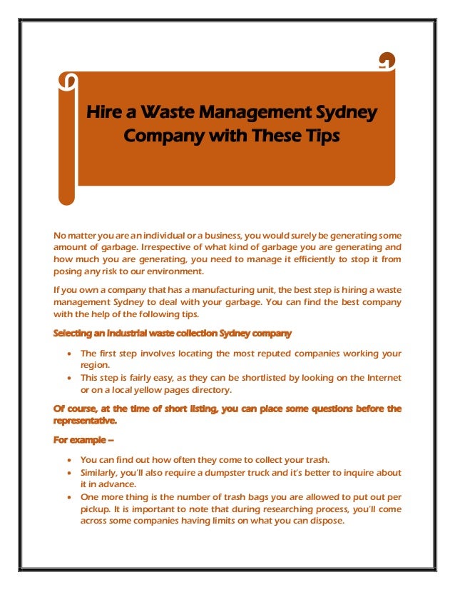 Hire a waste management sydney company with these tips