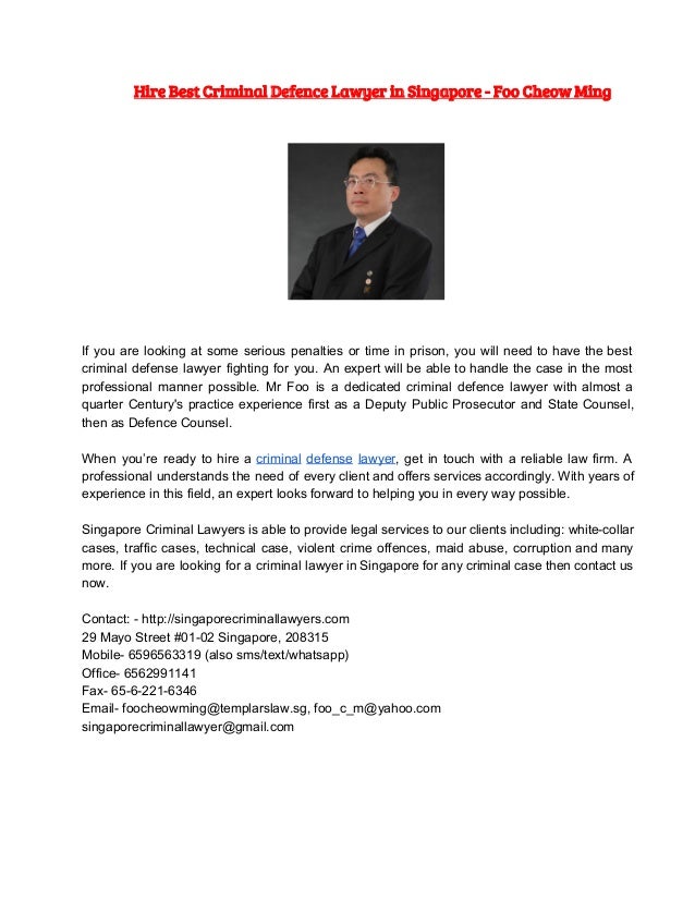 Hire Best Criminal Defence Lawyer In Singapore Foo Cheow Ming