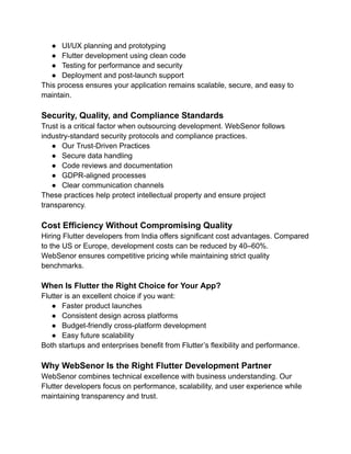 Top Benefits of Hire a Flutter Developer in India from WebSenor | PDF