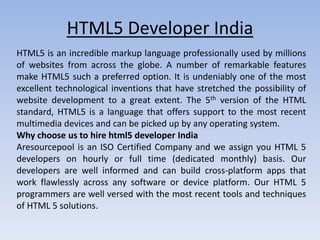 Hire html5 developer india | PPTX | Web Development | Internet