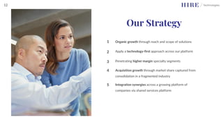 Our Strategy
Acquisition growth through market share captured from
consolidation in a fragmented industry
1 Organic growth through reach and scope of solutions
3
Integration synergies across a growing platform of
companies via shared services platform
4
Penetrating higher margin specialty segments
5
2 Apply a technology-first approach across our platform
12
 