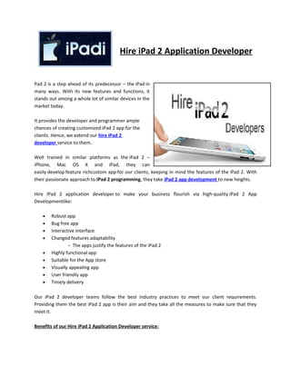 iPad 2 Application Development