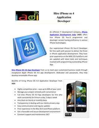 Hire iPhone OS 4.0 Application Developer