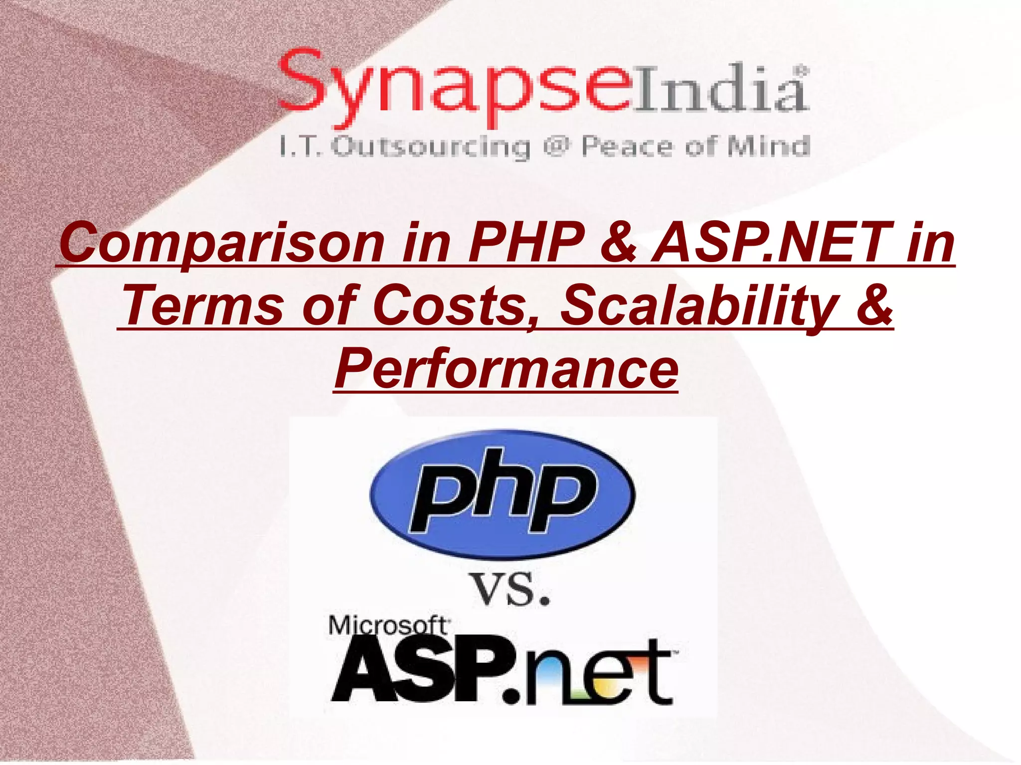 Comparison in PHP & ASP.NET in Terms of Costs, Scalability & Performance 