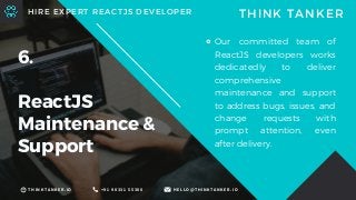 + 9 1 9 0 3 3 1 5 5 3 0 0T H I N K T A N K E R . I O H E L L O @ T H I N K T A N K E R . I O
Our committed team of
ReactJS...