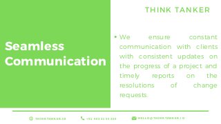 We ensure constant
communication with clients
with consistent updates on
the progress of a project and
timely reports on t...