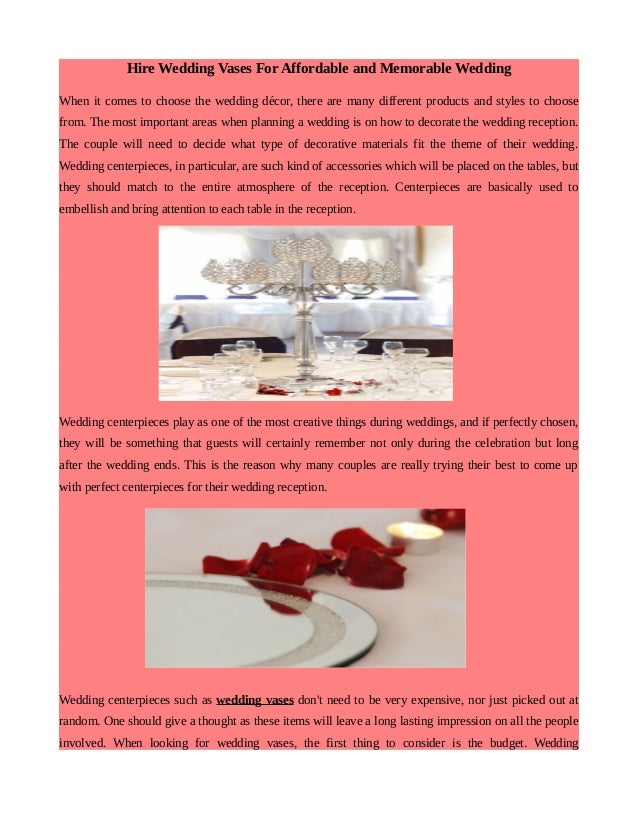 Hire Wedding Vases For Affordable And Memorable Wedding
