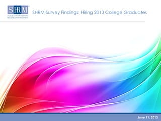 SHRM Survey Findings: Hiring 2013 College Graduates
June 11, 2013
 