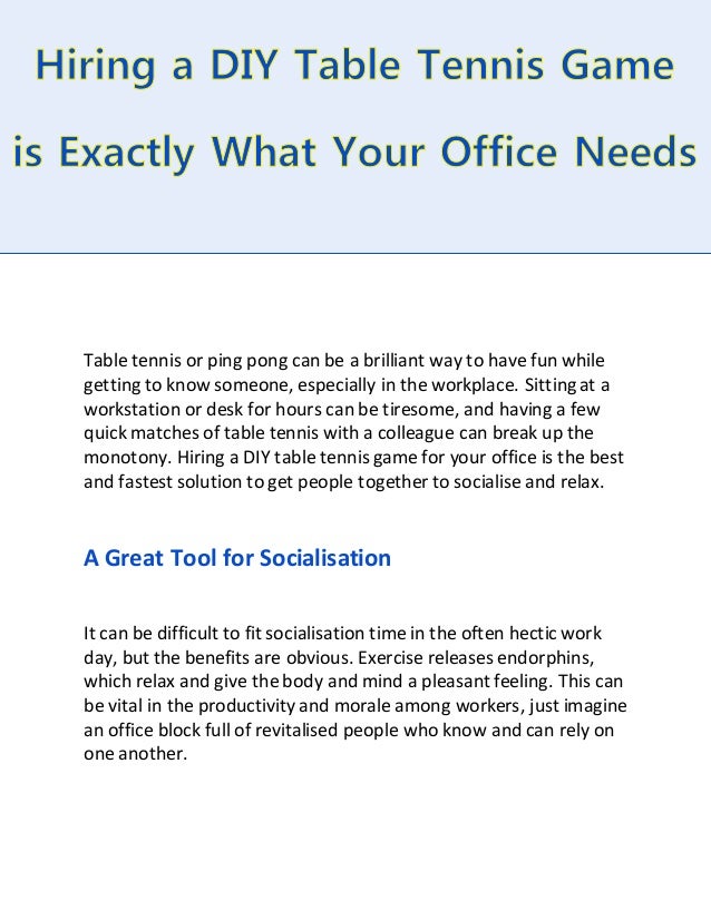 Benefits of a DIY Table Tennis Game