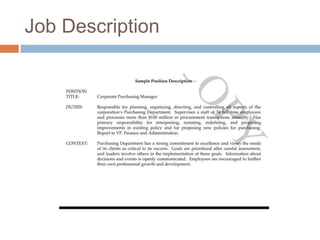 Job Description
 