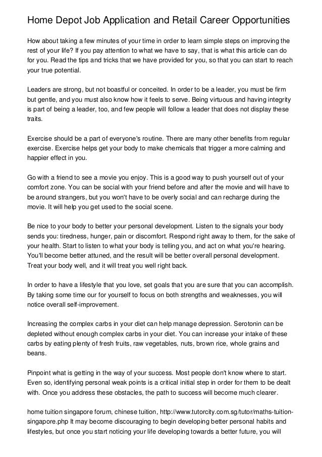 Home Depot Job Application and Retail Career Opportunities