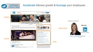 Accelerate follower growth & leverage your employees
BUILD
Build your
follower base
IMAGES
VIDEOS
JOBS
EMPLOYEES
 
