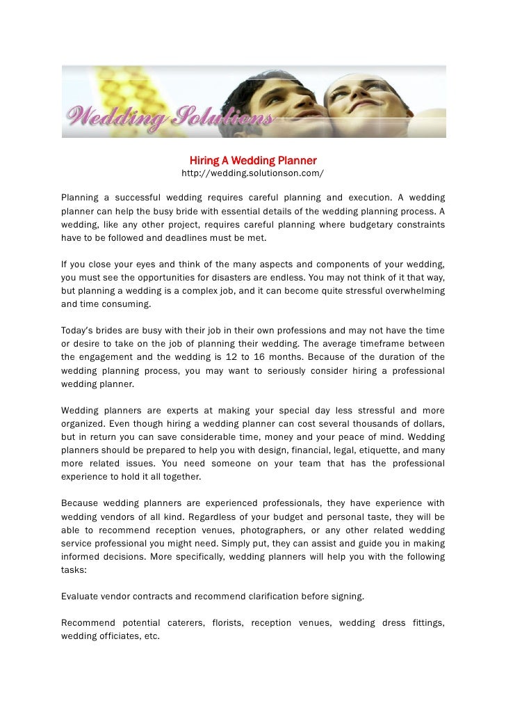Hiring A Wedding Planner