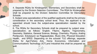 Education Rqa HIRING GUIDELINES FOR TEACHER 1 DEPED ORDER NO 7 SERIES OF 2015 | PPTX