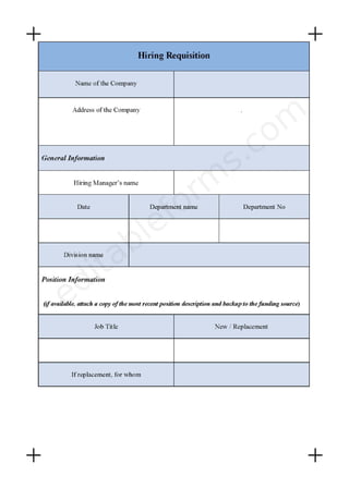 Hiring Requisition Fillable PDF Template
