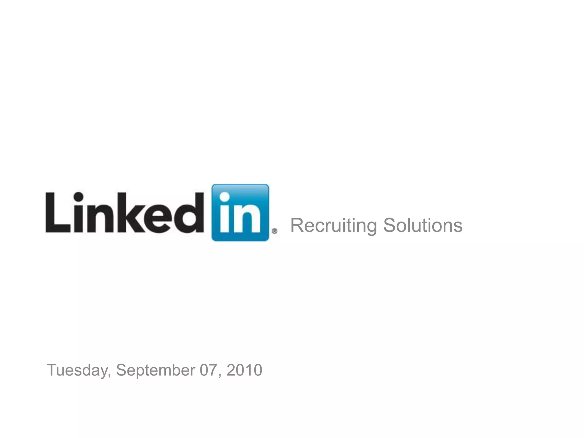 Recruiting SolutionsTuesday, September 07, 2010v