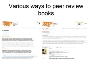 Various ways to peer review
books
 