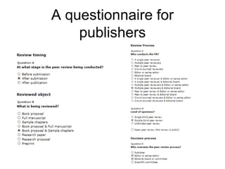 A questionnaire for
publishers
 