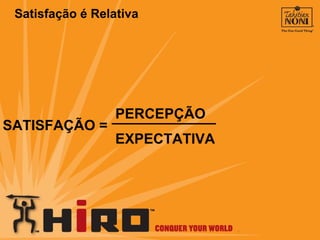 Satisfação é Relativa SATISFAÇÃO =  PERCEPÇÃO EXPECTATIVA 