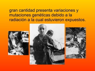 gran cantidad presenta variaciones y mutaciones genéticas debido a la radiación a la cual estuvieron expuestos.