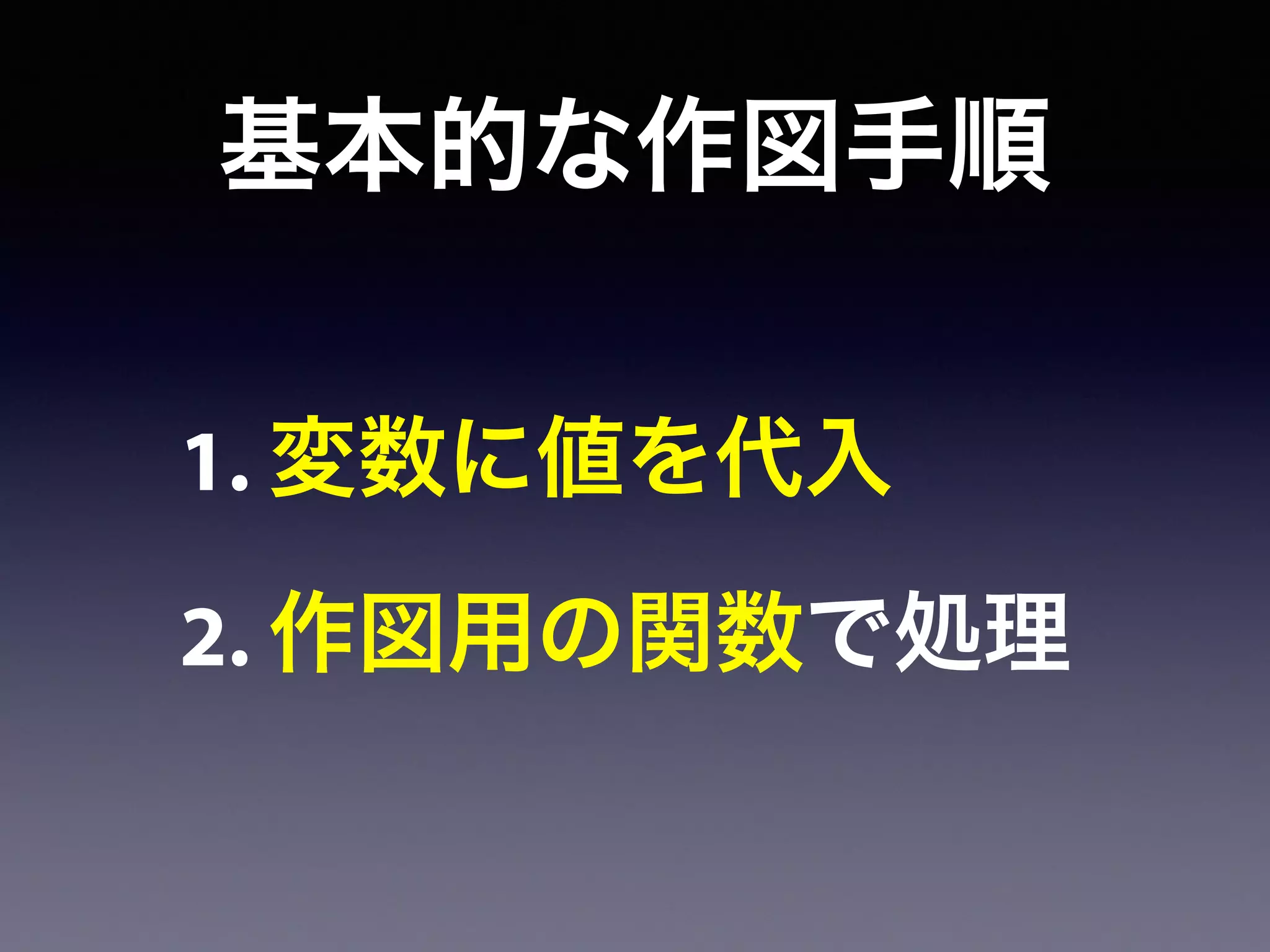 基本的な作図手順
1. 変数に値を代入
2. 作図用の関数で処理
 