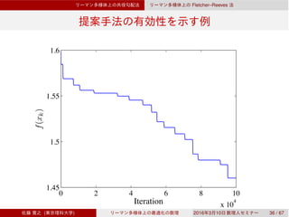 Fletcher–Reeves
0 2 4 6 8 10
x 10
4
1.45
1.5
1.55
1.6
Iteration
f(xk)
( ) 2016 3 10 36 / 67
 