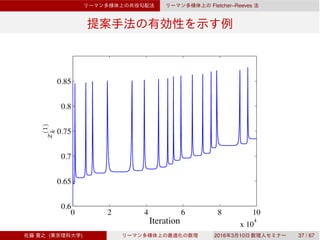 Fletcher–Reeves
0 2 4 6 8 10
x 10
4
0.6
0.65
0.7
0.75
0.8
0.85
Iteration
x
(1)
k
( ) 2016 3 10 37 / 67
 
