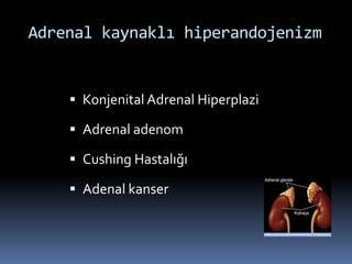 Adrenal kaynaklı hiperandojenizm
 Konjenital Adrenal Hiperplazi
 Adrenal adenom
 Cushing Hastalığı
 Adenal kanser
 