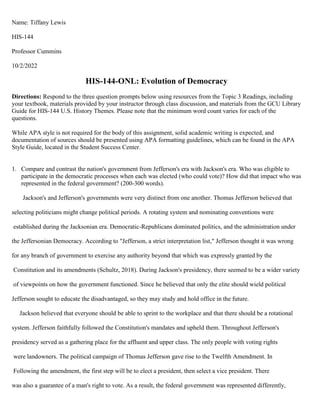 HIS 144 RS Evolution of Democracy Worksheet docx HIS 144 RS Evolution of Democracy Worksheet docx