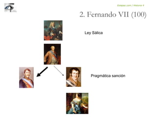 2. Fernando VII (100)
Eolapaz.com / Historia 4
Ley Sálica
Pragmática sanción
 