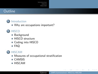 Historical occupational classification and occupational stratification ...