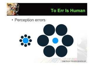 To Err Is Human

• Perception errors




                          Image Source: interaction-dynamics.com
 