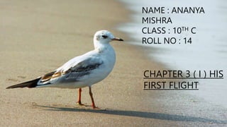 NAME : ANANYA
MISHRA
CLASS : 10TH C
ROLL NO : 14
CHAPTER 3 ( I ) HIS
FIRST FLIGHT
 