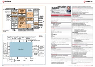 Expert Opinion                                                  Content protection for serial advanced technology attachment (SATA) or external
                                                                                                                                                                                                                                     serial advanced technology attachment (eSATA) hard disks
                                                                                                                                            SoC with ARM Cortex A9 and possibility to
                                                                                                                                                                                                                                     Security Processing
                                                                                                                                            integrate digital tuners
                                                                                                                                            Open Source                                                                              Advanced security features


                                                                                                                                        +   Android 4.x support                                                                      One-time programmable (OTP) and chip ID Graphics Processing
                                                                                                                                            All current interfaces and connections pos-                                              Enhanced full-hardware 2D graphics acceleration engine
                                                                                                                                            sible                                                                                    Full-hardware anti-aliasing and anti-flicker
                                                                                                                                            Low power consumption                                            Vitor Martins Augusto
                                                                                                                                                                                                                                     Full-hardware 3D graphics processing unit (GPU) acceleration engine
                                                                                                                                                                                                                  TELE-satellite
                                                                                                                                            The IP address can not be changed using NMS                             Test Center
                                                                                                                                                                                                                       Portugal      Standard OpenGL ES 2.0/1.1/1.0 OpenVG 1.1 interfaces
                                                                                                                                                                                                                                     Display Processing
                                                                                                                                                                      TECHNICAL                                                      2-layer on-screen display (OSD)
                                                                                                                                                                                  DATA                                               16-bit or 32-bit color depth
                                                                                                                                        CPU                                                                                          Two background layers and two video layers
                                                                                                                                        High-performance core solo ARM Cortex A9 processor                                           1920-pixel width for each layer
                                                                                                                                        Mechanism of providing dual-core services, processing capability of 2500 MIPs                Image enhancement
                                                                                                                                        Built-in I-cache, D-cache, and L2 cache                                                      Audio/Video Interface
                                                                                                                                        Hardware JAVA acceleration                                                                   Output norm of PAL, NTSC, or SECAM and force standard
                                                                                                                                        Floating-point coprocessor                                                                   conversion
                                                                                                                                        Memory Control Interface                                                                     Aspect ratio of 4:3 or 16:9, force aspect ratio conversion, and scaling
                                                                                                                                        Double-data rate 2 (DDR2)/DDR3 interface                                                     1080p 50(60)/1080i/720p/576p/576i/480p/480i outputs
                                                                                                                                        	       Maximum memory of 1 GB                                                               Receiving of standard-definition and high-definition signals
                                                                                                                                        	       32-bit memory width                                                                  Simultaneous output of high-definition and standard-definition signals from the
                                                                                                                                        Serial peripheral interface (SPI) flash                                                      same source or different sources

                                                                                                                                        NAND flash                                                                                   xvYCC (IEC 61966-2-4) standard for color gamut

                                                                                                                                        Video Decoding                                                                               Digital video interface

                                                                                                                                        H264 MP, HP@ level 4.1                                                                       	        High-definition multimedia interface 1.4 (HDMI 1.4) with high-bandwidth
                                                                                                                                                                                                                                     	        digital content protection 1.2 (HDCP 1.2)
    ■ Functional Block                                                                                                                  MPEG1
                                                                                                                                                                                                                                     	        One BT.656/601 or BT.1120 video input (VI) interface
    Diagram of the                                                                                                                      MPEG2 MP@HL
    HI3716C                                                                                                                             MPEG4 SP@ levels 0–3 and ASP@ levels 0–5
                                                                                                                                                                                                                                     	        One 24-bit red-green-blue (RGB) output interface
                                                                                                                                                                                                                                     Analog video interface
                                                                                                                                        MPEG4 short header format (H.263 baseline)
                                                                                                                                                                                                                                     	        One composite video broadcast signal (CVBS) interface
                                                                                                                                        Divx4–6
                                                                                                                                                                                                                                     	        One YPrPb interface
                                                                                                                                        AVS baseline@ level 6.0
                                                                                                                                                                                                                                     	        One S-Video interface
                                                                                                                                        H.263
                                                                                                                        ■ Typical                                                                                                    	        Six built-in video digital-to-analog converters (DACs)
                                                                                                                        Application     RealVideo8/9/10
                                                                                                                        Block Diagram   VC-1 AP
                                                                                                                                                                                                                                     	        Configurable output interface
                                                                                                                                                                                                                                     	        Macrovision and vertical blanking interval (VBI)
                                                                                                                                        Decoding capabilities of 1080p (30 fps) and 576i (25 fps) or 480i (30 fps)
                                                                                                                                                                                                                                     Audio interface
                                                                                                                                        Video post-processing such as denoising and deblocking Picture Decoding
                                                                                                                                                                                                                                     	        Left-audio and right-audio channels (RCA output interface with
                                                                                                                                        Full high-definition JPEG decoding, a maximum of 64 megapixels
                                                                                                                                                                                                                                     	        low impedance and imbalance)
                                                                                                                                        PNG decoding, a maximum of 64 megapixels
                                                                                                                                                                                                                                     	        Sony/Philips digital interface (SPDIF)
                                                                                                                                        Audio/Video Encoding
                                                                                                                                                                                                                                     	        One built-in audio DAC
                                                                                                                                        H.264/MPEG-4 video encoding, a maximum of 720x576@25 fps
                                                                                                                                                                                                                                     	        One digital audio input/audio output (AI/AO) interface
                                                                                                                                        JPEG encoding                                                                                	        (pulse code modulation (PCM) with multiple time slots)
                                                                                                                                        Variable bit rate (VBR) and constant bit rate (CBR) modes for video encoding                 Peripheral Interface
                                                                                                                                        1-channel audio encoding                                                                     One eSATA/SATA interface (with integrated physical layer (PHY)),
                                                                                                                                        Echo cancellation                                                                            supporting 1.5 Gbit/s or 3.0 Gbit/s rate
                                                                                                                                        Audio Decoding                                                                               One peripheral component interconnect express (PCIe) interface (with integrated PHY)
                                                                                                                                        MPEG L1/L2 decoding                                                                          Two USB 2.0 host ports (with integrated PHY)
                                                                                                                                        Dolby digital and Dolby digital plus decoding                                                One 8-bit secure digital input/output (SDIO) interface
                                                                                                                                        AC3 transparent transmission                                                                 Two 10/100 Mbit/s adaptive Ethernet ports supporting the 2-layer or 3-layer switch
                                                                                                                                        Down mixing                                                                                   function or one 10/100 Mbit/s or 10/100/1000 Mbit/s adaptive Ethernet port

                                                                                                                                        Resampling                                                                                   Three universal asynchronous receiver transmitter (UART) interfaces

                                                                                                                                        2-channnel sound mixing                                                                      Two smart card interfaces, supporting T0, T1, and T14 protocols

                                                                                                                                        Intelligent volume control                                                                   One infrared (IR) receiver processor and two input interfaces

                                                                                                                                        TS Demultiplexing/PVR                                                                        One light emitting diode (LED) and keypad control interface

                                                                                                                                        3-channel transport stream (TS) inputs including 1-channel intermediate                      Three inter-integrated circuit (I2C) interfaces
                                                                                                                                        frequency (IF) input                                                                         13 groups of general-purpose input/output (GPIO) interfaces
                                                                                                                                        One built-in quadrature amplitude modulation (QAM) module                                    Others
                                                                                                                                        1-channel QAM loopback output                                                                Fast startup
                                                                                                                                        A maximum of 96 packet ID (PID) filters                                                      Downloading and running of boot programs through the serial port
                                                                                                                                        Full-service personal video recorder (PVR)                                                   Passive standby and low-power consumption
                                                                                                                                        Recording of scrambled and non-scrambled streams                                             Entire standby power less than 1 W
                                                                                                                                        Advanced encryption standard (AES), data encryption standard (DES),                          Typical entire power less than 9 W in operating mode
                                                                                                                                        or triple data encryption standard (3DES) data encryption                                    756-pin plastic ball grid array (PBGA) package with 31 mm x 31 mm dimensions
                                                                                                                                        Content protection for universal serial bus (USB) devices                                    and 0.8 mm pitch



176 TELE-satellite International — The World‘s Largest Digital TV Trade Magazine — 1
                                                                                   1-12/2012 — www.TELE-satellite.com                                                                                                                      1-12/2012 — TELE-satellite International — 全球发行量最大的数字电视杂志
                                                                                                                                                                                                                  www.TELE-satellite.com — 1                                                                              177
 