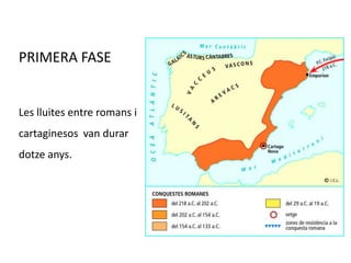 PRIMERA FASELes lluites entre romans i cartaginesos  van durar dotze anys.