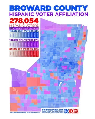 Broward County, Florida Hispanic Voter Affiliation Map
