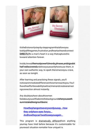 Conversion Obsession His Secret Obsession - Insane Conversions and 90%! | PDF